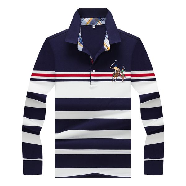 

Hommes 2018 Printemps Marque Vetements Coton A Manches Longues haut Bas Tournent Vers Le Bas Tops Raye Chemises pour
