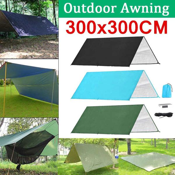 

300x300cm ultralight tarp outdoor camping survival sun shelter shade awning silver coating pergola waterproof beach tent 3 color