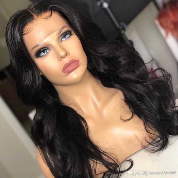 

не передний парик шнурка с волосами младенца объемная волна glueless бразильские высокотемпературные проволочные парики для женщин черный пр, Black