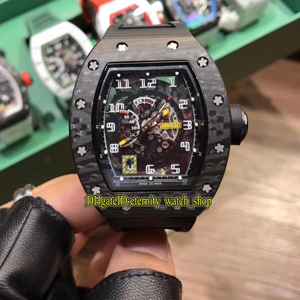 

version rm030 ntpt carbon fiber case skeleton date dial japan miyota automatic mechanical rm 030 mens watch rubber strap sport watches, Slivery;brown
