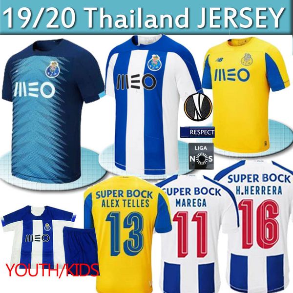 

19 20 thailand porto fc jerseys home away soccer 10 oliver 8 brahimi 22 danilo porto fc football men shirt, White;yellow