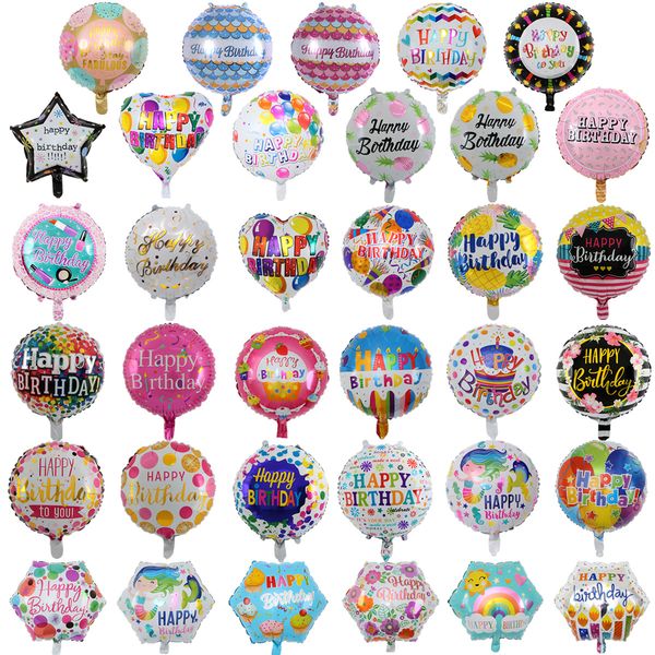 

wholesale 18 inch birthday balloon round happy birthday aluminum film balloon birthday party decoration balloon 45 * 45cm