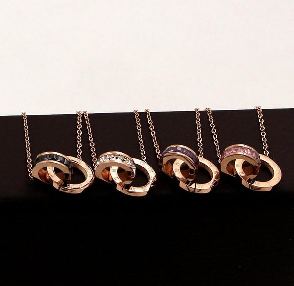 

x1-206 small square diamond roman numerals double buckle short necklace female korean fashion titanium steel plated rose gold clavicle chain, Golden;silver