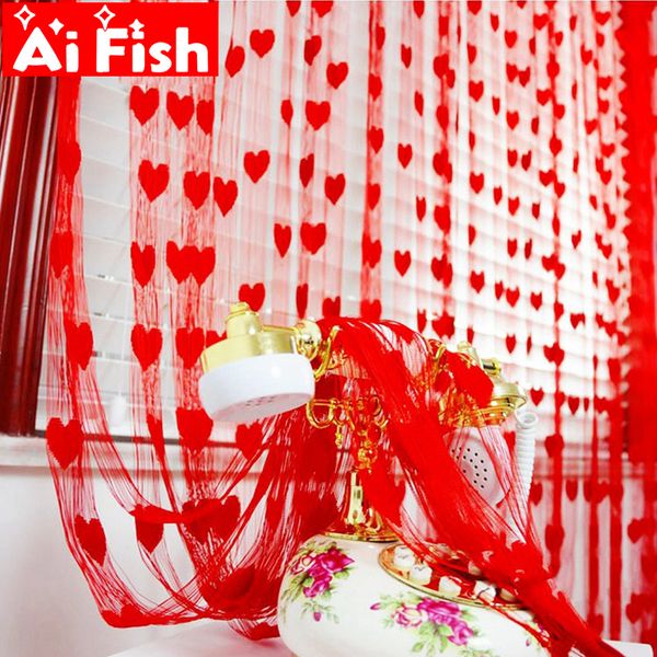

ready made string curtains w1m *h2m heart shape tulle curtain for living room door partition wall vestibule curtain ap240-40