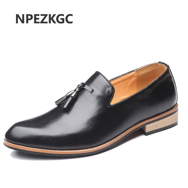 

npezkgc 2019 new men dress shoes shadow patent leather luxury fashion wedding shoes men luxury oxford, Black