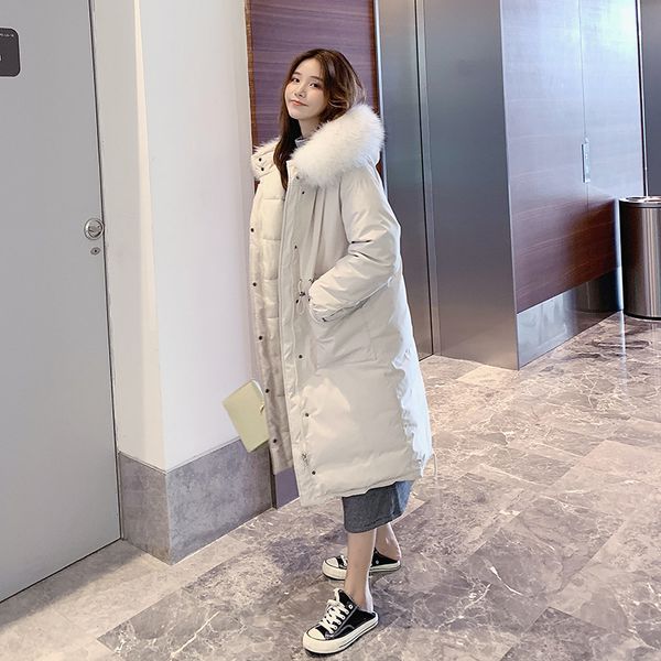 

fashionable new korean version of the loose winter parkas coat women's cotton coat long over the knee women's winter down jacket, Black