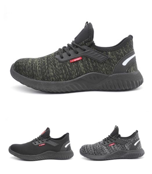 

fashion fly woven mesh safety shoes anti-smash breathable work shoes anti-stab light special function shoes, Black;brown
