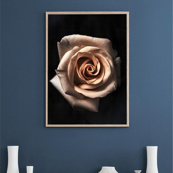 

black blooming orange roses nordic wall art poster modular pictures hd printed canvas painting home decoration living room frame