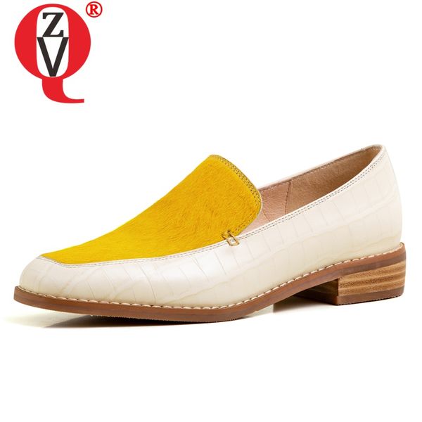 

zvq woman muller shoes natural leather horsehair square toe women's flat shoes autumn spring yellow brown woman loafers, Black