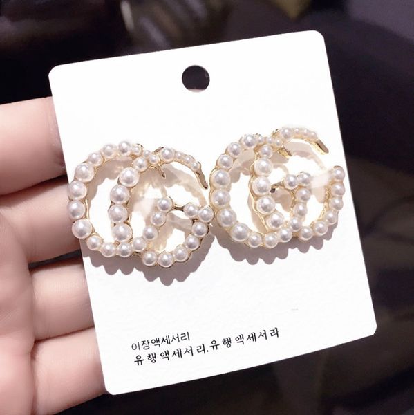 

2020 luxury long tassel new brand designer earrings pearl alphabet small earrings simple jewelry accessories ladies wedding gif, Golden;silver