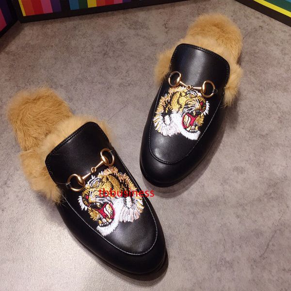 

princetown moccasins fur slippers mules flats luxury designer fashion loafers horsebit flat casual shoes 40-47 w01