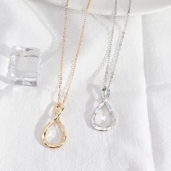 

alloy texture engraved surface chain simple joker niche necklace for women, Silver