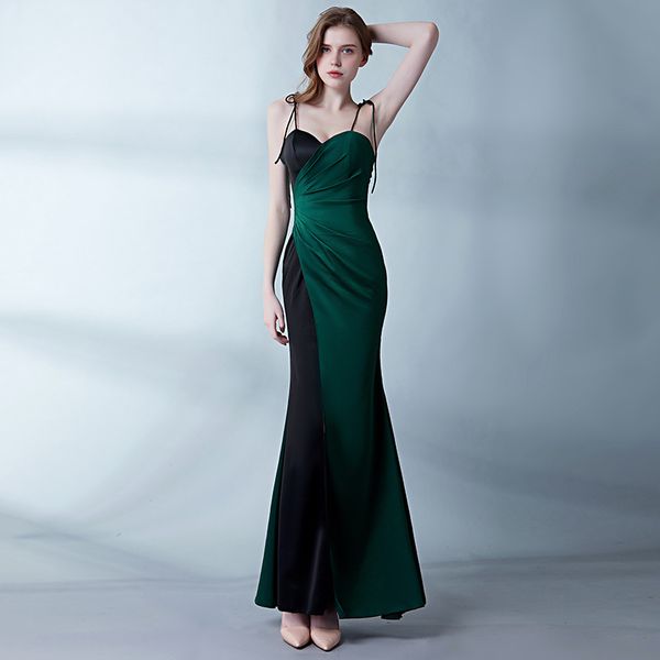 

new evening dress party fashion slim condole belt evening dress back split long dress skirt, Black;red