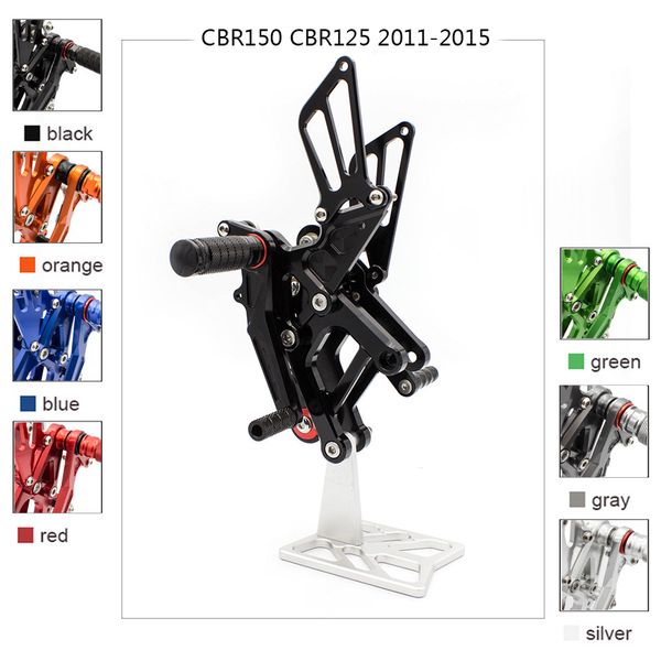 

black cnc motorcycle aluminum foot peg rearset for cbr150 cbr125 cbr 125 150 2011-2015 footrest footpeg pedal rear set