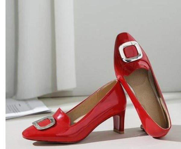 

2019 women's shoes in spring and autumn with new style high heel coarse heel square head @229, Black