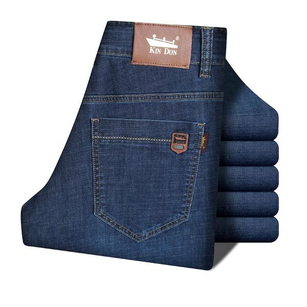 

men's designer jeans simple pants new summer thin section thick stretch casual hip hop street fashion wide pants, Blue