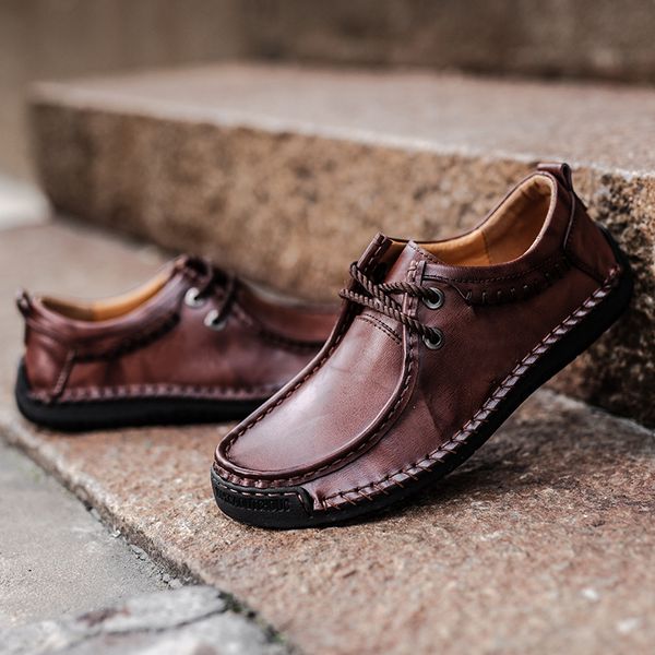 

2019 handmade leather loafers casual shoes men shoes sneakers zapatillas tenis masculino zapatos de hombre chaussure homme 48, Black