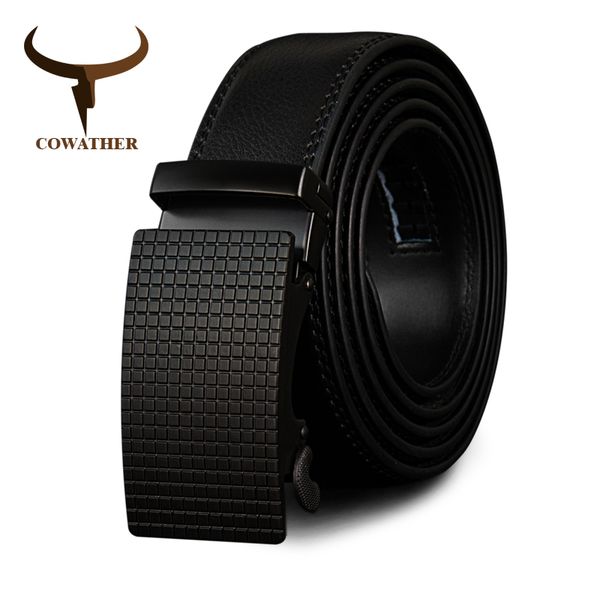 

cowather cow genuine leather belts for men automatic vintage male belt brand ratchet buckle belts 110-130cm long y200520, Black;brown