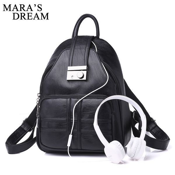 

mara's dream 2020 new solid color ladies backpack fashion wild simple casual soft leather anti-theft travel backpack