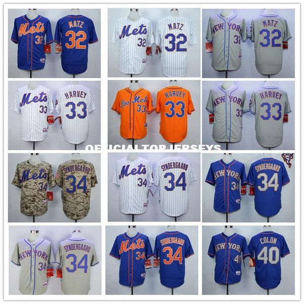 

32 steven matz 33 matt harvey 34 noah syndergaard 40 bartolo colon retro jersey new color blue gray camo white red, Black;blue
