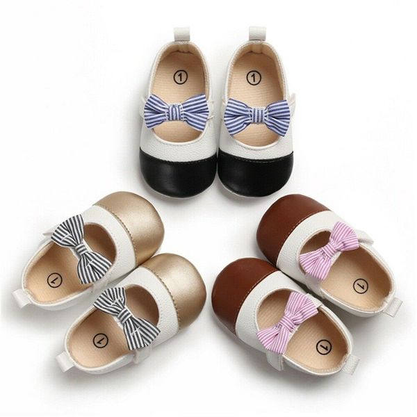 

newborn baby girl bow anti-slip crib shoes soft sole sneakers prewalker 0-18m, Black