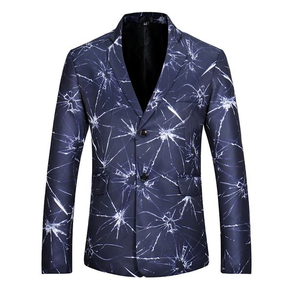 

men flower blazer cool crack printed suit men us code leisure suit coat