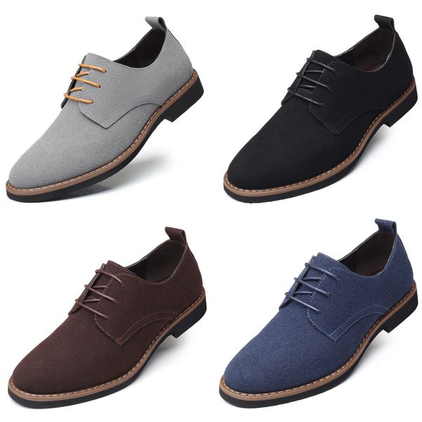 

2020 suede leather soft shoes men loafers oxfords casual male formal shoes spring lace-up style men's shoes, Black