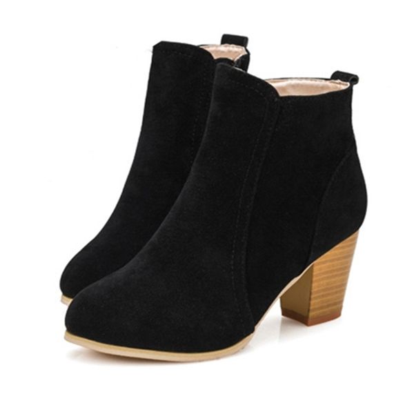 

2019 fashion women boot suede leather boots high heel ladies shoes boots women shoes dropshipping zapatos de mujer, Black