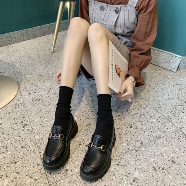 

2020 spring and autumn new wind small leather shoes female retro shallow mouth flat shoes mujer chaussure femme j14-82, Black