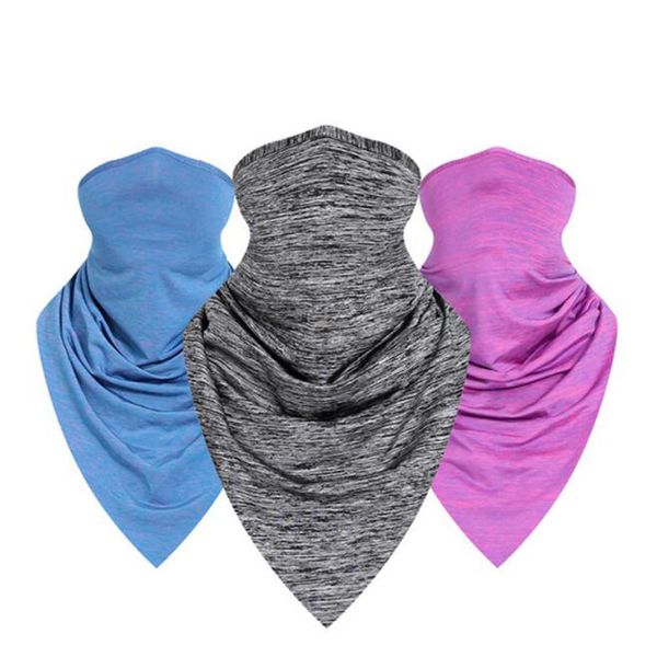 

cycling face bandana outdoor sports women men headband faceshield mask neck warmer triangle ice silk cool scarf, Black