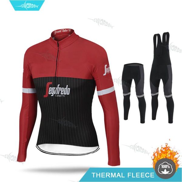 

treking pro team cycling jersey set men winter cycling clothing segafredo long sleeve thermal fleece mtb clothes ropa ciclismo, Black;blue