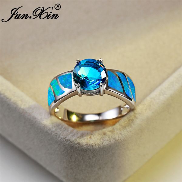 

градиент радуга кристалл огня камень кольцо blue fire opal кольца для женщин 925 серебро цвет круглый циркон зеленый красный обручальные кол, Slivery;golden