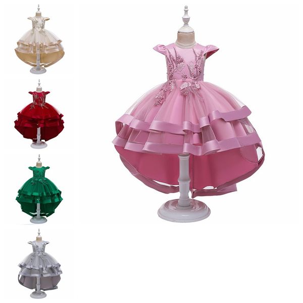 

new year's cross-border european and american style layered princess skirt banquet performance children's dress cotton petticoat, Red;yellow