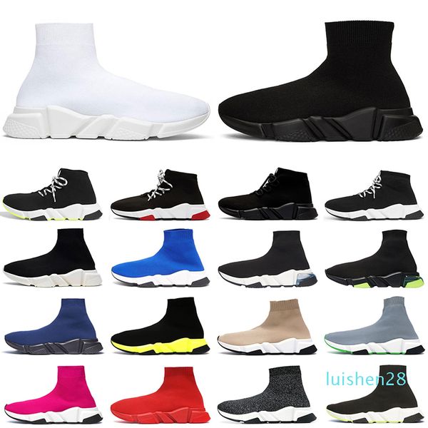 

новый носок обуви тапок женщин скорость тренер черный белый желтый clearsole fluo синий розовый мужской моды случайные обувь бег ходьба l28, Black