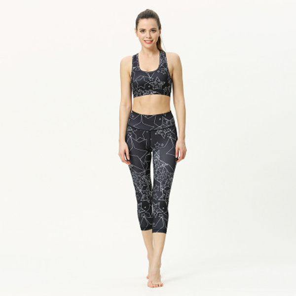 

womens designer yoga suit two-piece fitness bra exercise suit new print exercise suit tight legging sleeveless part fashion suits