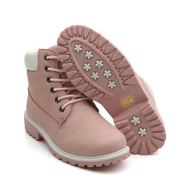 

2022 fashion Single boot female PU boots females flat pink Martin cool short designer sneakers women trainers big size -40, White