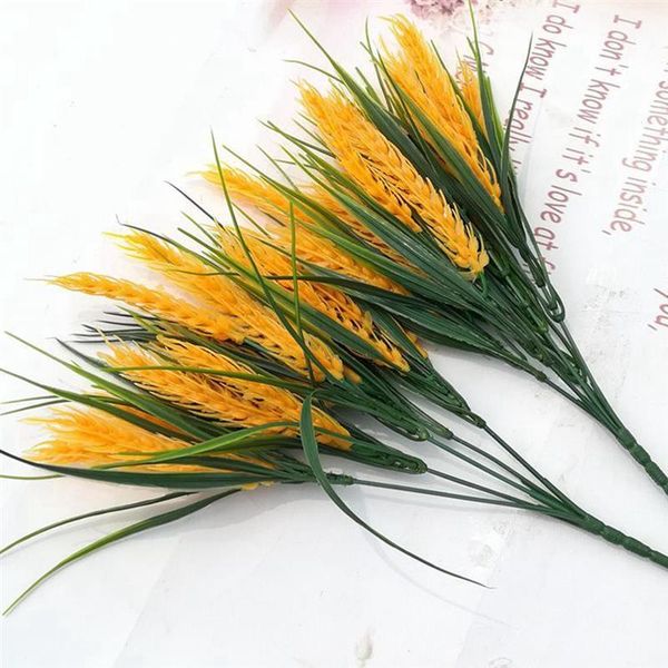 

2pcs lifelike artificial flowers plastic wheat ear fake flower bouquet wheat grain for home garden decorative supplies floristry