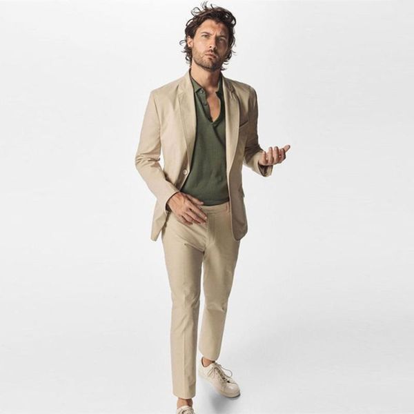 

khaki slim fit casual men suits blazer wedding tuxedos groom wear 2 pieces (jacket+pants) terno groomsman suits costume homme, White;black