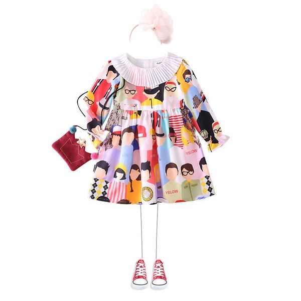 

2019 new fashion baby girls summer cute dresses letter pattern printing newborn long sleeves infant girls bow-knot dresses, Red;yellow