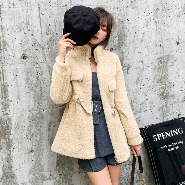 

teddy coat faux fur women long slim fit belt teddy jacket korean winter clothes casual warm windbreaker fluffy vintage, Black
