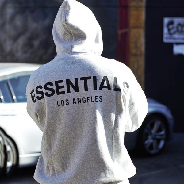 

9fw fog fear of god essentials 3m reflective hoodie los angeles sweatshirt men women pullover autumn winter sweater street outwear hfymwy318, Black