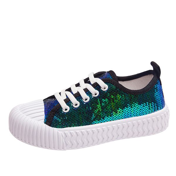 

athletic & outdoor cozulma kids sequins fashion sneakers flat shoes for girls lace-up casual children sports size 26-37, Black