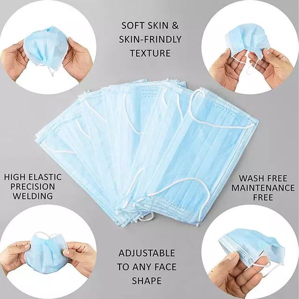 

three-layer meltblown nonwoven fabric dustproof and dustproof summer breathable disposable mask 50 packs for adults only