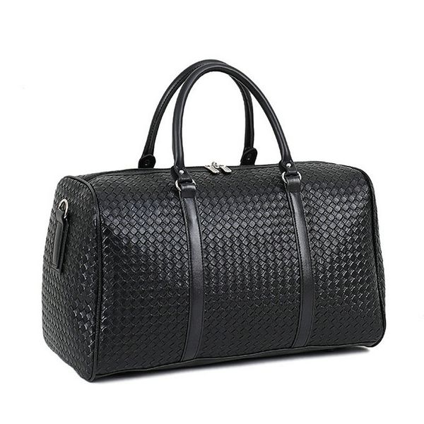 

fashion pu leather woven pattern travel bag large capacity men women shoulder bags business travel bag luggage duffle lgx86