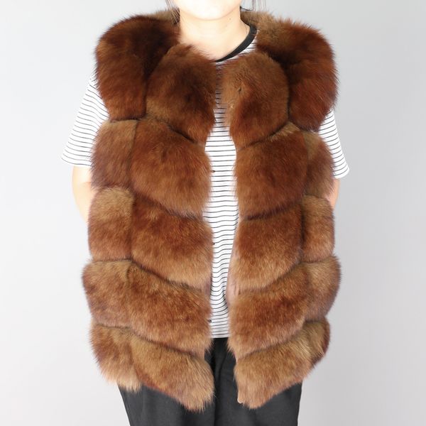 

maomaokong2019 winter new fur natural fur leather grass fashion real vest slim round neck women's clothing, Black
