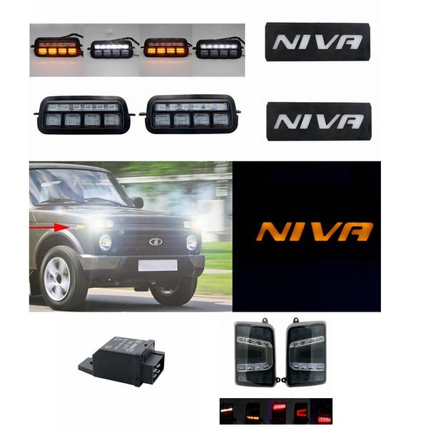 

2pcs car styling accessories led daytime running lights for lada niva 4x4 1995- 2019 turn signal light lamp drl tail lights