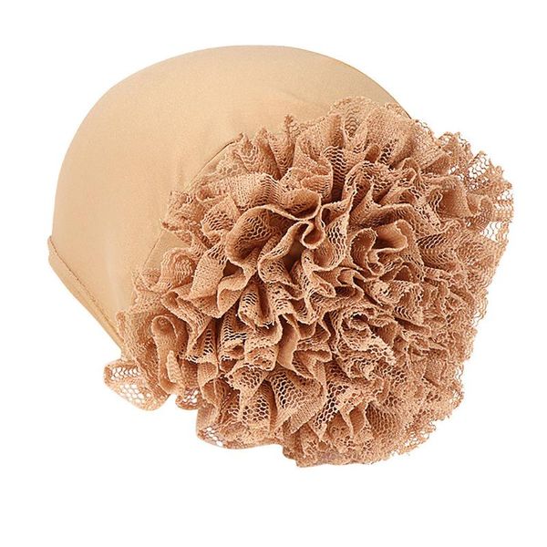 

women's fashion hat girls solid color flower milk silk cap lace flower hat muslim head cap party new fashion lady, Blue;gray