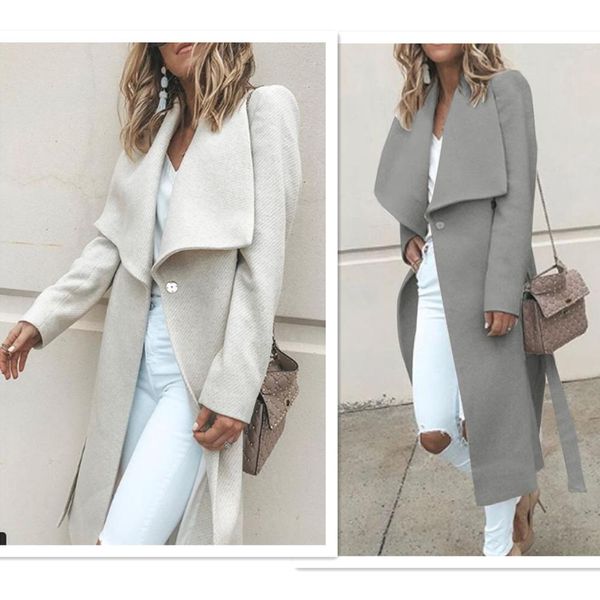 

aprmhisy 2019 fashion cardigans autumn winter long sleeve women woolen blend long jacket coats outwear, Black