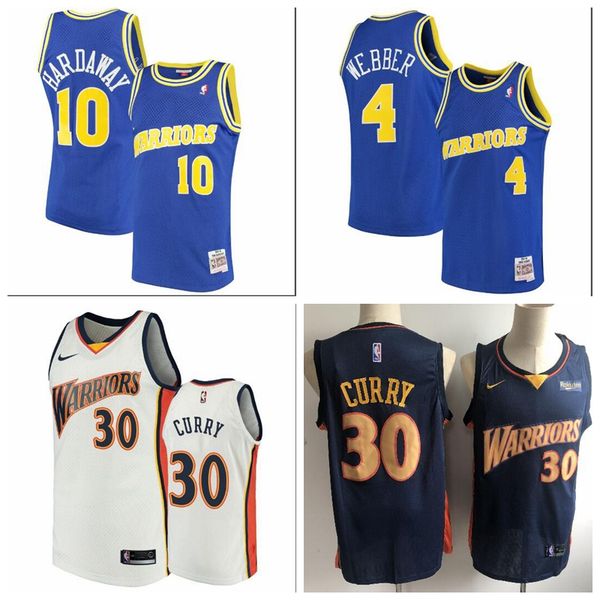 

men golden state warriors stephen curry 10 hardaway 4 webber bule white hardwoods classics swingman player jersey, Black;red