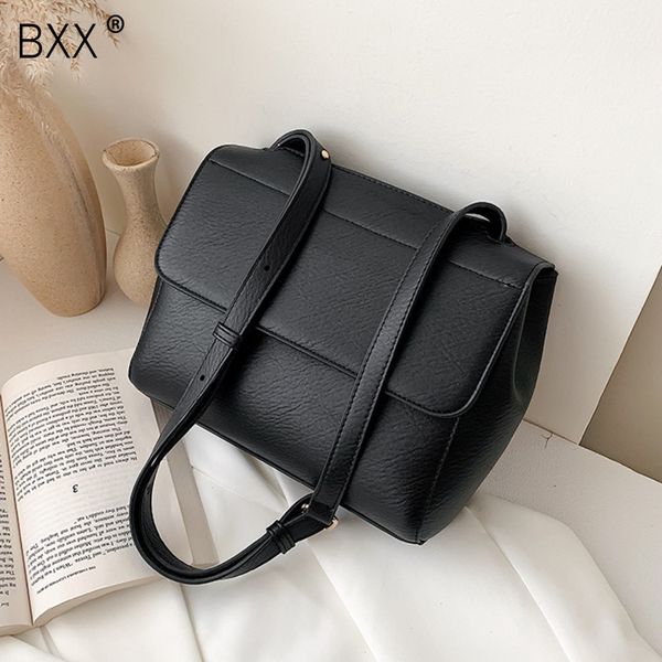 

bxx] solid color pu leather bucket bags for women 2020 spring simple all-match messenger shoulder bag female handbags hk028